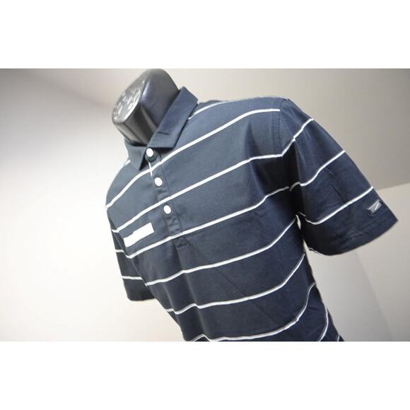 Nike Golf Polo Dri Fit Athletic Striped Cotton Poly Blend Stretch Mens Sz Medium - Picture 1 of 10